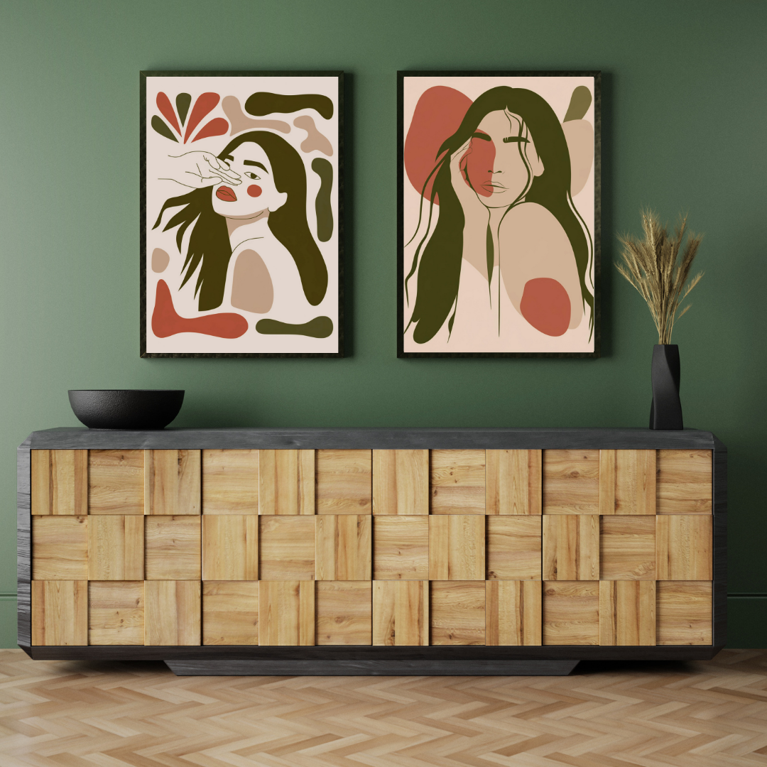 Young Woman's Abstract Boho Style Wall Art Digital Print