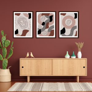 Abstract wall art digital print with geometric patterns in 3:4 ratio