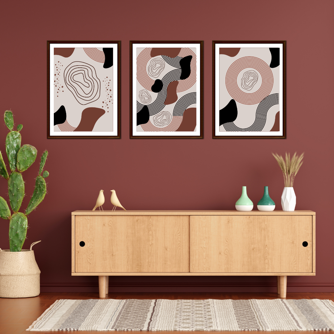 Abstract wall art digital print with geometric patterns in 3:4 ratio